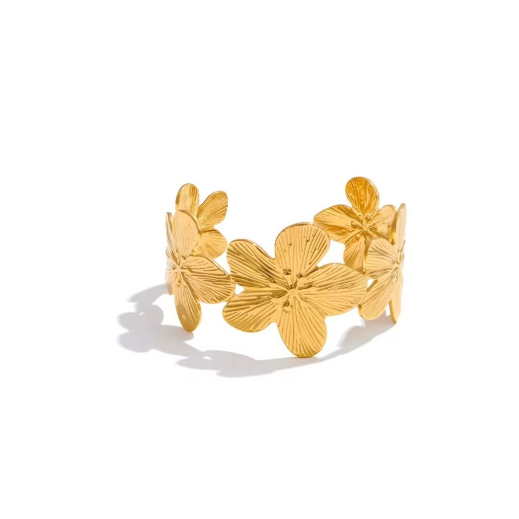 Camille | Bracelet manchette ouvert floral