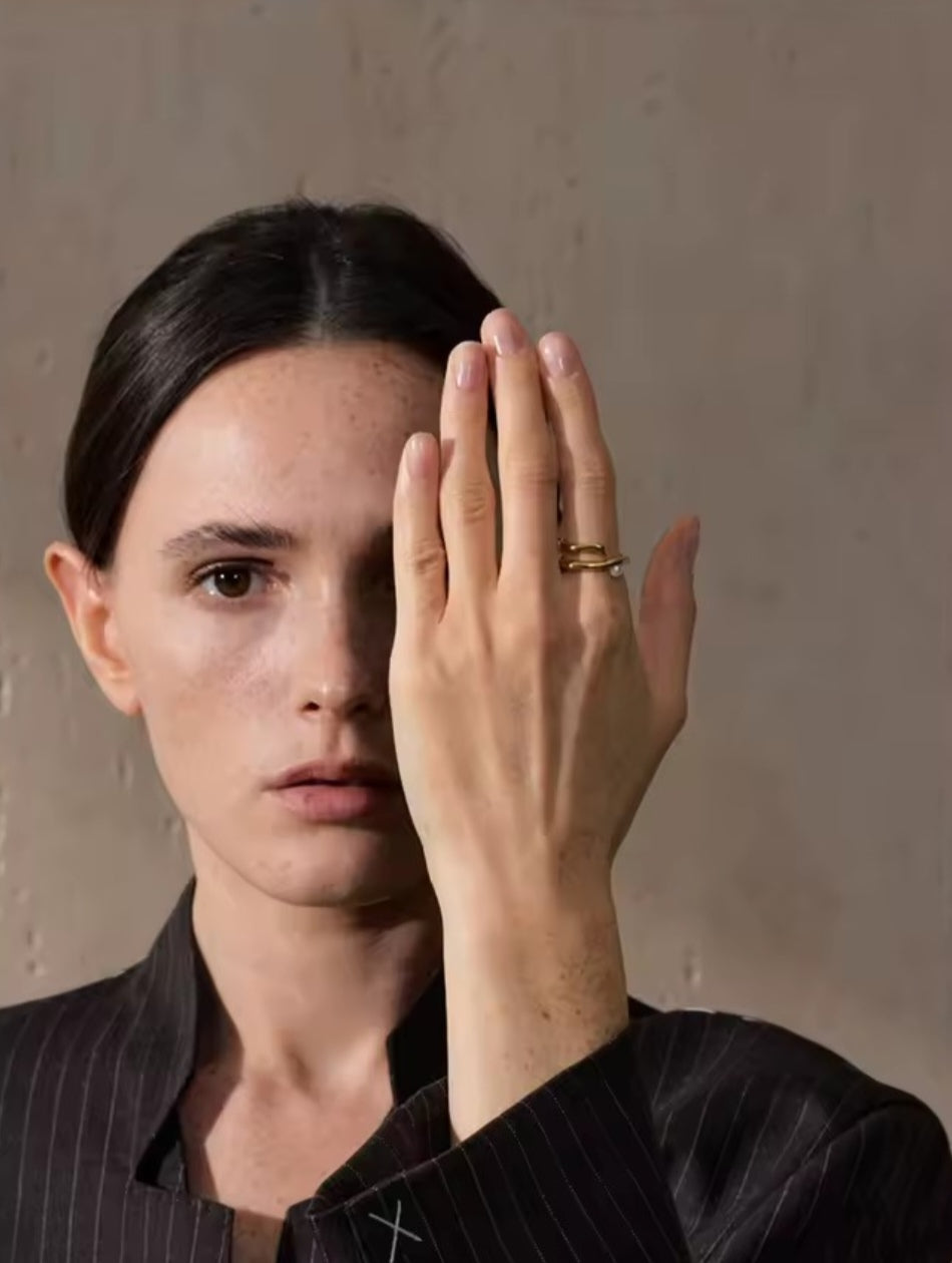 Néra | Bague géométrique perle