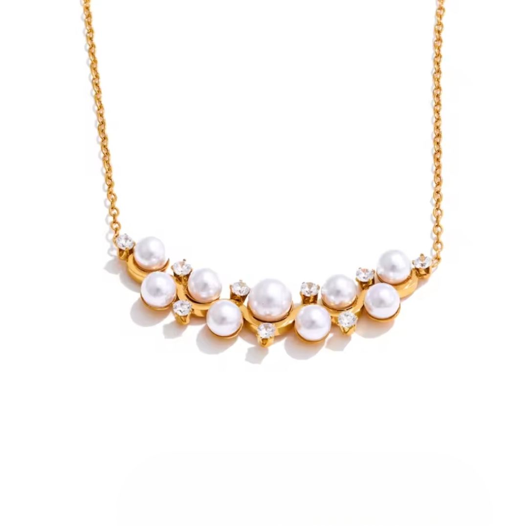 Janne | Collier perles et strass scintillants