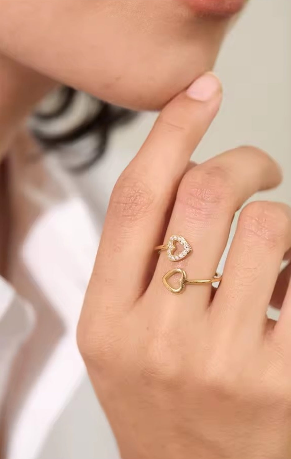 Céleste | Bague ouverte cœur